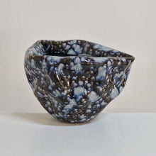 Large Irregular Form Ceramic Sculpture with Black and Blue Glaze
