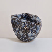 Large Irregular Form Ceramic Sculpture with Black and Blue Glaze