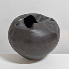 Breathing In Enclosed Black Form, Unique Ceramic Sculpture Vessel
