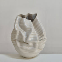 No. 165 White Crumpled Form Ceramic Vessel, Unique Sculpture