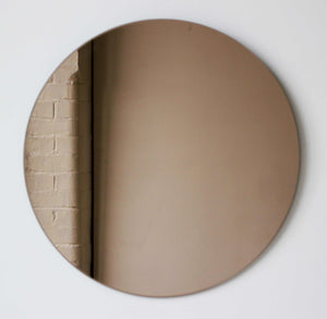 Orbis™ Rose gold Tinted Contemporary Round Frameless Mirror