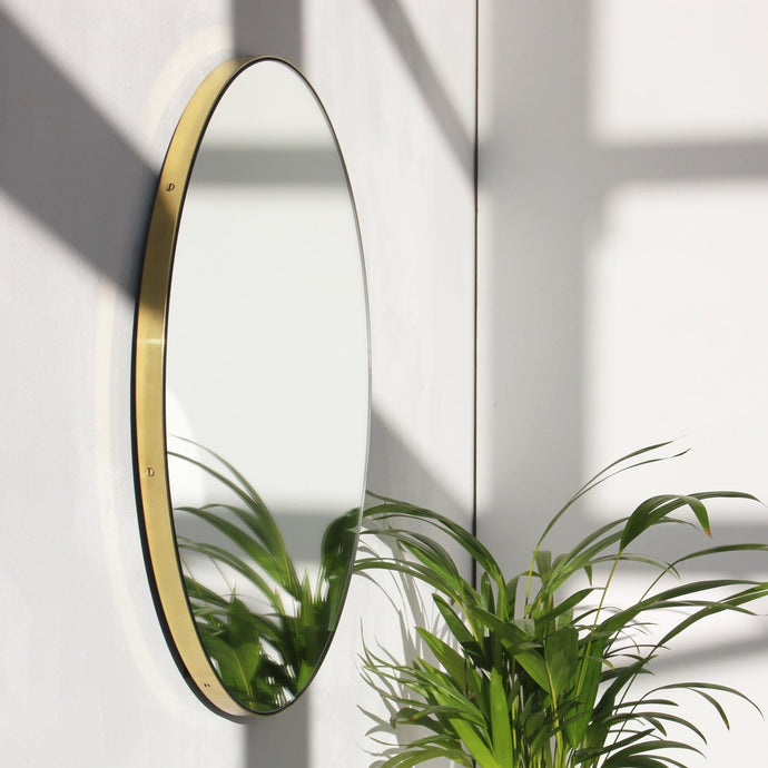 Orbis™ Round Minimalist Customisable Mirror with Elegant Brass Frame