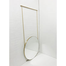 Set of 2 Orbis™ Suspended Round Mirror with Brushed Brass Frame and Two Rods