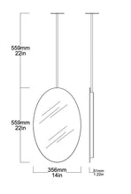 Set of 2 Bespoke Suspended Ovalis™ Mirrors Frameless 1 Rod (559 x 356 x 31mm)