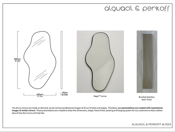 Bespoke Bapa™ Mirror Brushed Stainless Steel Frame Finish (800 x 450 x 24mm)
