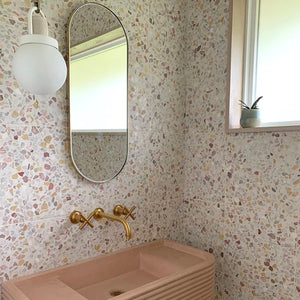 Capsula™ Capsule shaped Modern Mirror with an Elegant Brass Frame