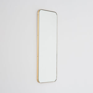Quadris™ Rectangular Contemporary Mirror with Unlacquered Brass Frame