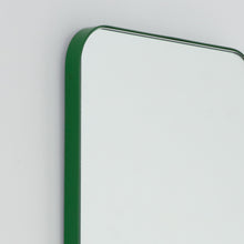 Quadris™ Rectangular Modern Customisable Mirror with a Green Frame