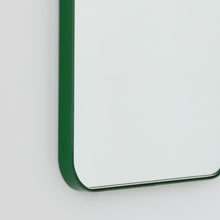 Quadris™ Rectangular Modern Customisable Mirror with a Green Frame