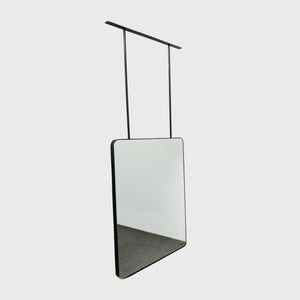 Quadris™ Suspended Rectangular Mirror with Blackened Stainless Steel Frame and Two Arms - Customisable