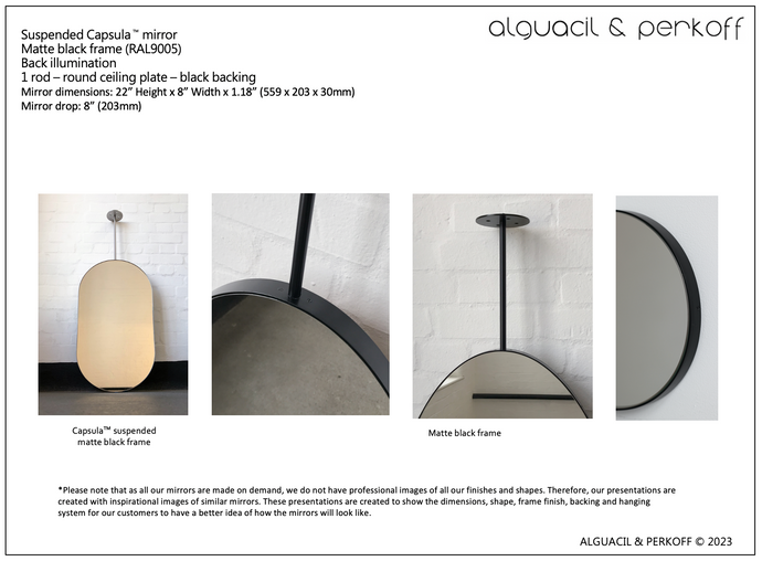 Bespoke suspended Capsula™ Black Frame Back Illuminated 22x8