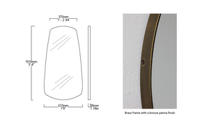 Bespoke Organic Tapered Mirror Brass Frame with a Bronze Patina Finish (1016 x 533 x 30mm) 