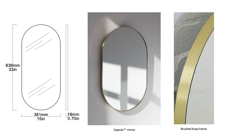 Bespoke Capsula™ Mirror Brushed Brass Frame (838 x 381 x 18mm)