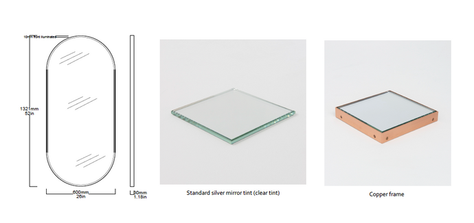 Set of 2 Bespoke Capsula™ Mirrors Brushed Copper Frame Front Illumination (1321 x 600 x 30mm) - Final Payment