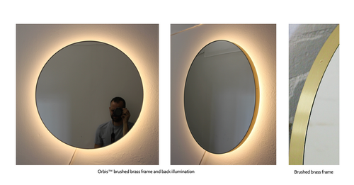 Bespoke Orbis™ Mirror Brushed Brass Frame Back Illumination  (914 x 30mm)