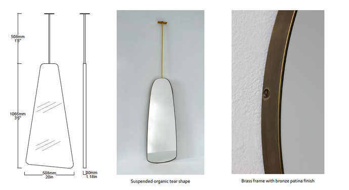 Bespoke Suspended Organic Shape Brass Bronze Patina Frame Minimalist Frame 1 Rod(1066 x 508 x 30mm)