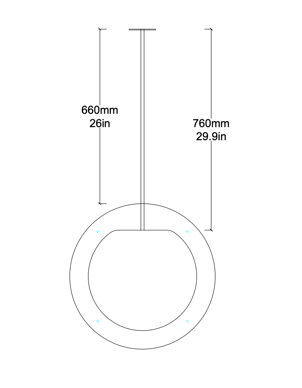 1 x Rod for a suspended mirror polished SS finish for order No. 1583