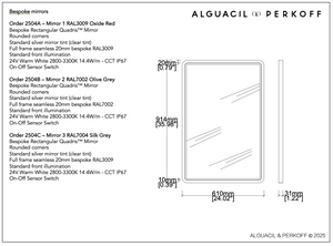 Supplement to Order 1668 - Illumination, sensor switch and bespoke RAL coloured frames