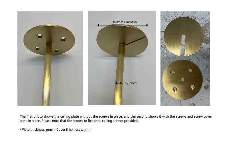 2 x Set of Ceiling Round Plate and Cover Plate Brushed Brass Finish
