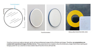 Bespoke Orbis™ Mirror Glossy Yellow Frame Finish (RAL 1023) Front Illumination (1200 x 30mm)