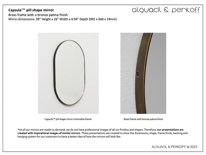 Bespoke Capsula™ Mirror Brass Frame with a Bronze Patina Finish Depth (991 x 660 x 24mm)