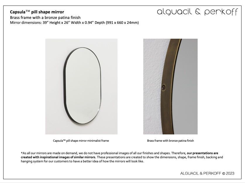 Bespoke Capsula™ Mirror Brass Frame with a Bronze Patina Finish Depth (991 x 660 x 24mm)