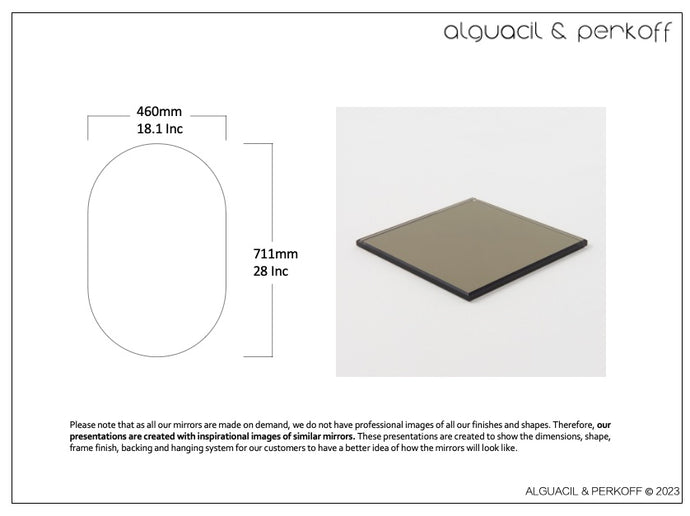Bespoke Capsula™ Wall Hanging Mirror Bronze Tint Frameless (711 x 460 x 6mm)