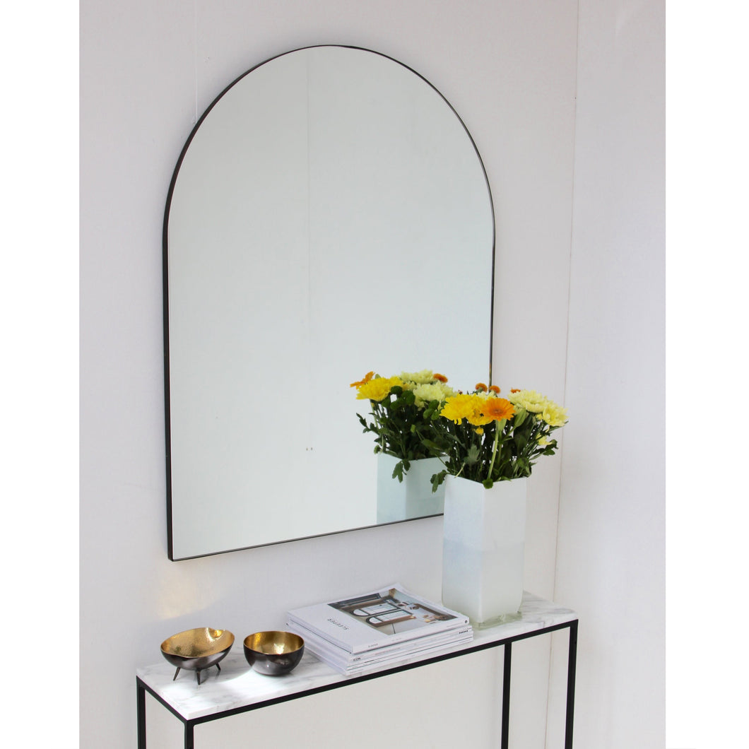 20% off Ready to Ship - Arcus™ Arch shaped Overmantel Mirror with Contemporary Bronze Patina Frame