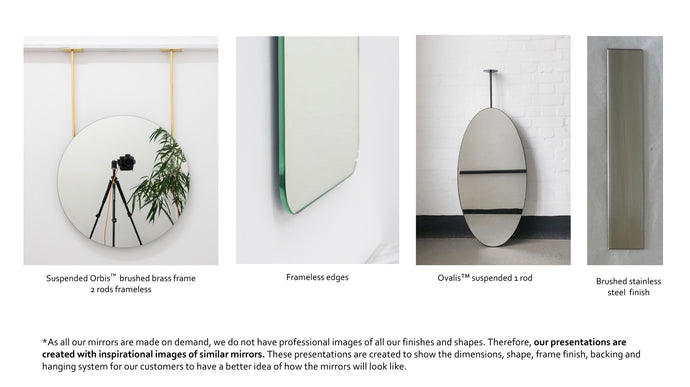 Set of 2 Bespoke Suspended Ovalis™ Mirrors Frameless 1 Rod (559 x 356 x 31mm)