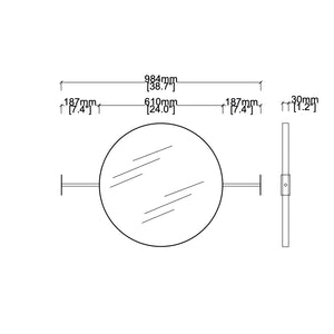 NEW Wall-to-Wall Orbis Round Modern Mirror with Brushed Brass Frame