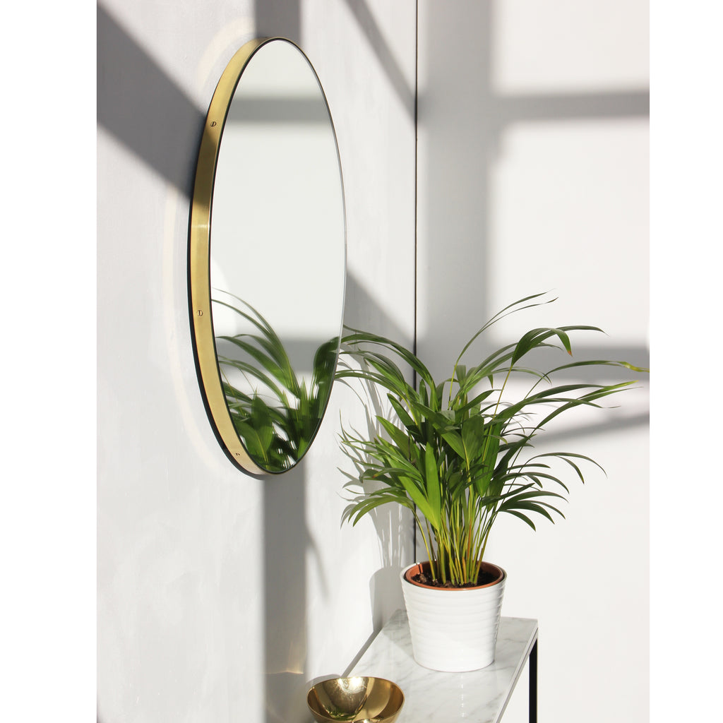 Orbis Round Minimalist Customisable Mirror with Elegant Brass Frame ...