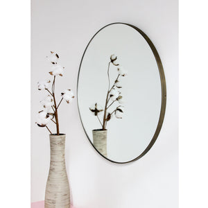 20% off Ready to Ship - Orbis Round Mirror with a Bronze Patina Frame