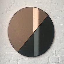 Orbis Dualis™ Mixed Tint (Black + Rose Gold) Decorative Round Mirror with Copper Frame