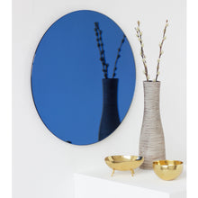 Orbis™ Blue Tinted Contemporary Round Frameless Mirror, Customisable
