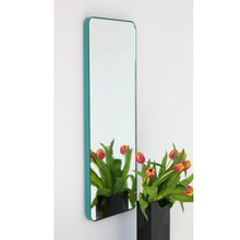 20% off Ready to Ship - Quadris Rectangular Modern Mirror with Mint Turquoise Frame