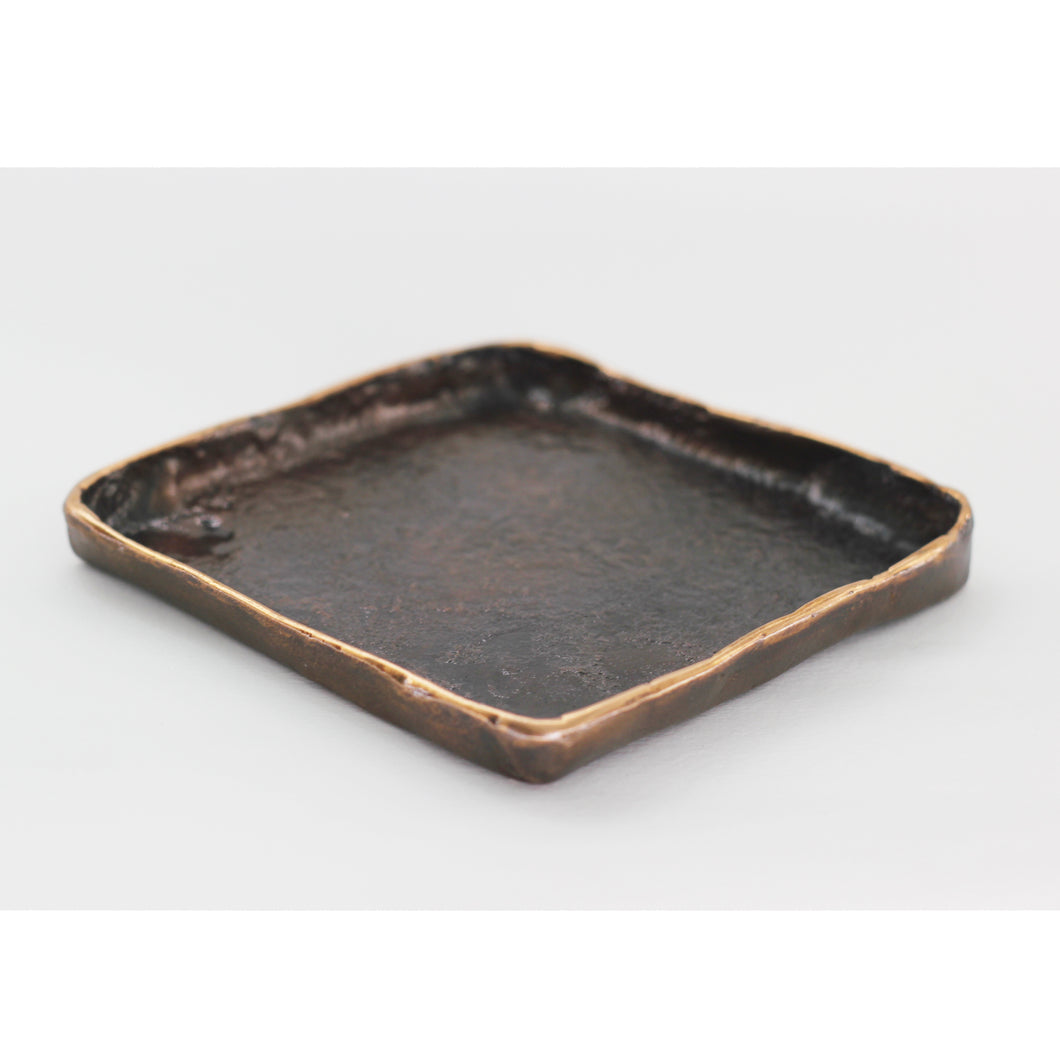 Small Handmade Cast Bronze Trinket Tray Inspired by Wabi-Sabi