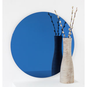 Orbis™ Blue Tinted Contemporary Round Frameless Mirror, Customisable