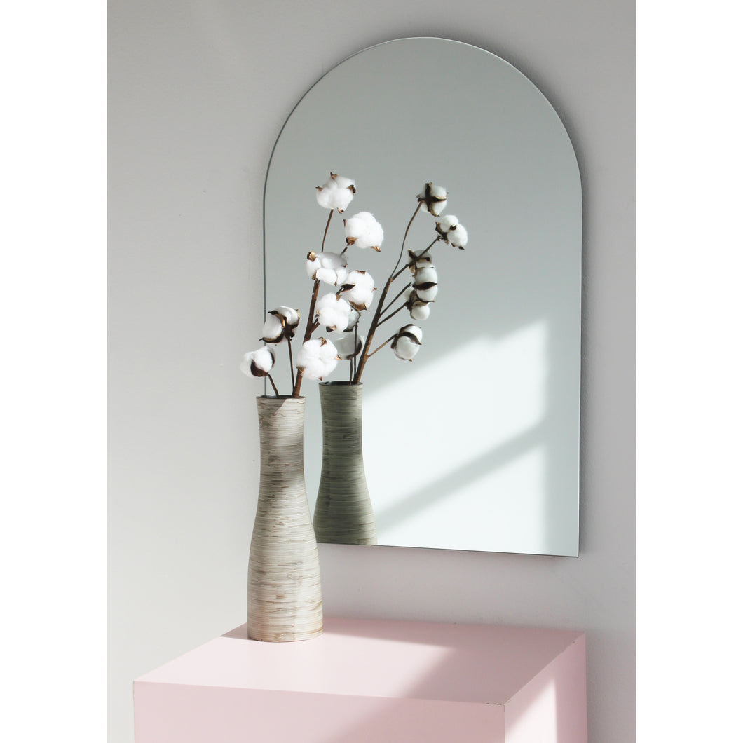 Arcus™ Arch shaped Minimalist Frameless Mirror with a Floating Effect, Large