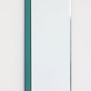 20% off Ready to Ship - Quadris Rectangular Modern Mirror with Mint Turquoise Frame