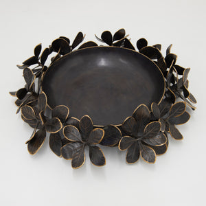 Large Handmade Cast Bronze Kathal Leaves Decorative Bowl Sculpture