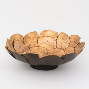 Handmade Brass Cast Leaf Decorative Bowl Sculpture, Large
