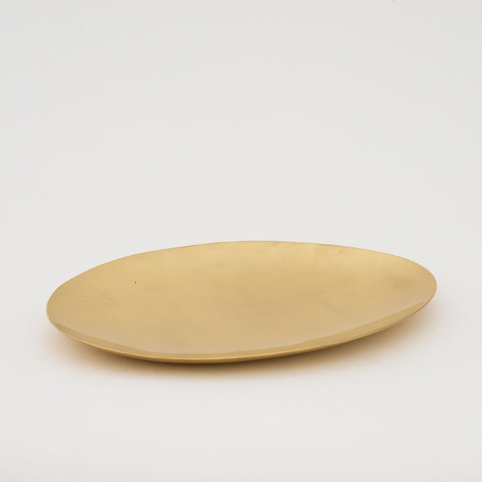 Handcrafted Brushed Brass Decorative Plate Vide-poche, Large