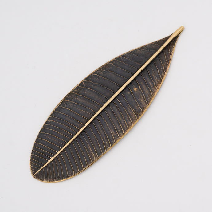 Leaf Handcast Brass Bronze Patina Paperweight