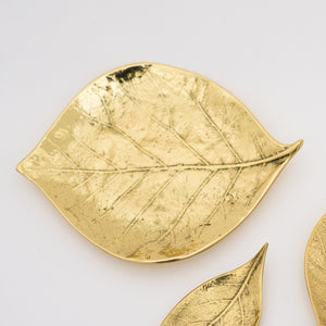 Brass Cast Leaf Decorative Dish Vide-Poche, Large
