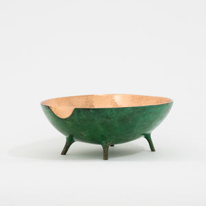 Verdigris Bronze Decorative Bowl with Legs, Vide-Poche