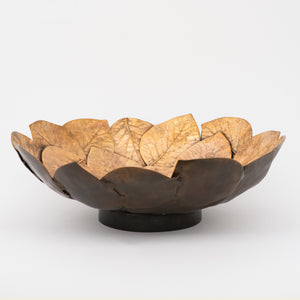 Handmade Brass Cast Leaf Decorative Bowl Sculpture - Small