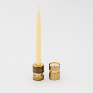 Convertible Brass Candleholder Taper Candle & Tealight