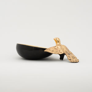 Handmade Cast Bronze Indian Bowl with Bird