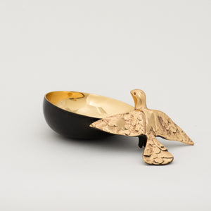 Handmade Cast Bronze Indian Bowl with Bird