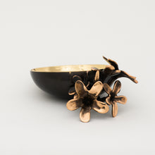 Handmade Cast Bronze Bowl with Plumeria Flowers, Vide-Poche